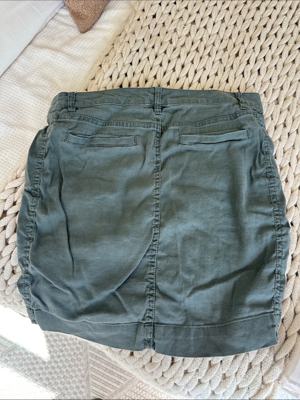 Liverpool Olive Utility Mini Skirt in Military Green - Picture 2 of 4
